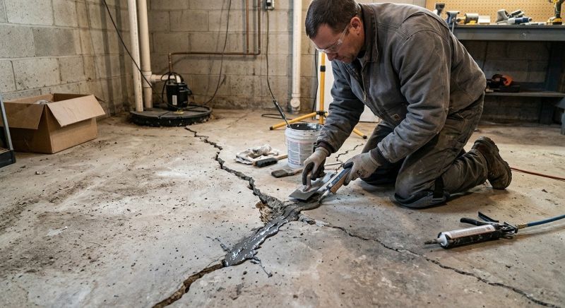 Cracked Basement Floor Repair in Catonsville, MD