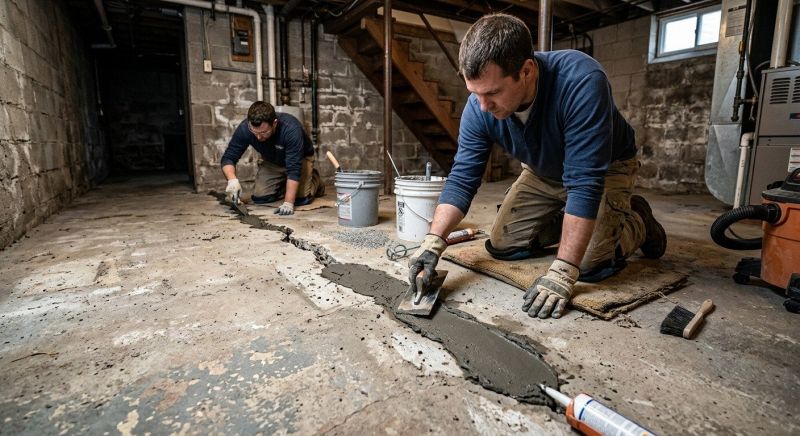 Cracked Basement Floor Repair in Catonsville, MD